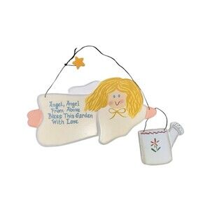 Angel From Above Wooden Garden Sign Bless This Garden With Love Decor